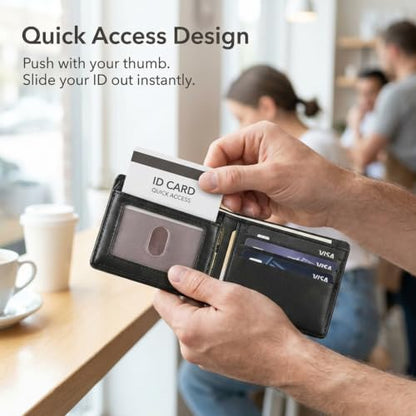 GNDR Wallet For Men Bifold Black RFID Blocking Slim Faux Leather
