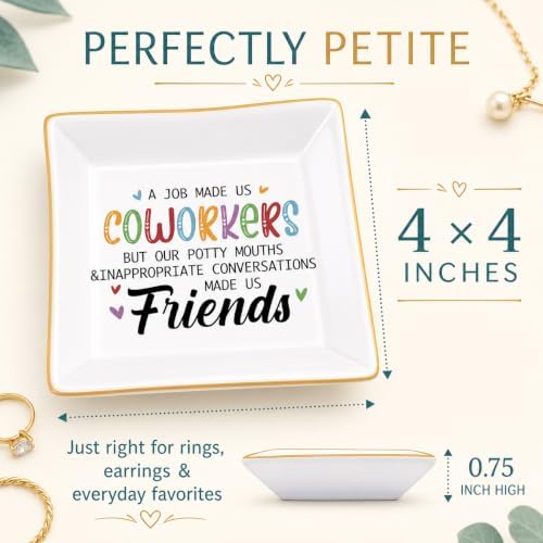 Going Away Gift for Female Coworker, Funny Jewelry Dish, 4 Inch
