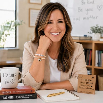 Artlunar Teacher Gifts -2Pcs Apple Bee Bracelets,Teacher Appreciation