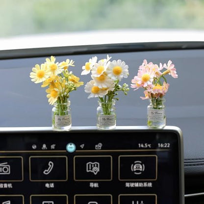 Daisy Flower Car Accessories for Women Interior Aesthetic, 3 Pcs Daisy