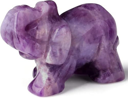 2" Amethyst Elephant Decor Natural Healing Crystal Stones Polished