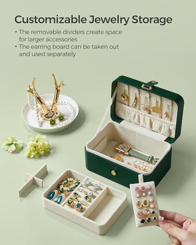 SONGMICS Travel Jewelry Organizer, 2-Layer Portable Jewelry Box Case