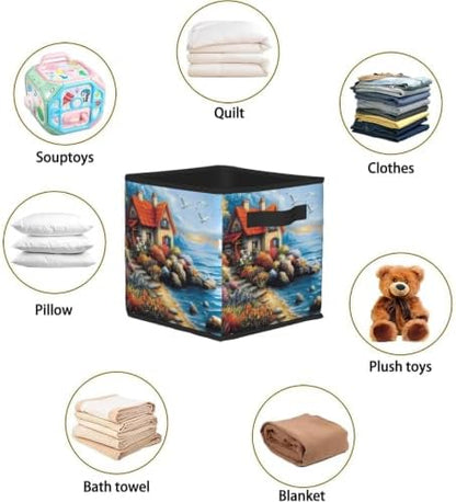 Fabric Storage Bins Closet Storage Bins - Seaside Cottage Sea Cabin 2