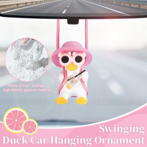Swinging Duck Car Hanging Ornament, Pink Car Rear View Mirror