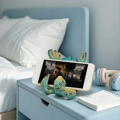 Hodao Sea Turtle Cell Phone Stand, Turtle Figurine for Ocean Beach