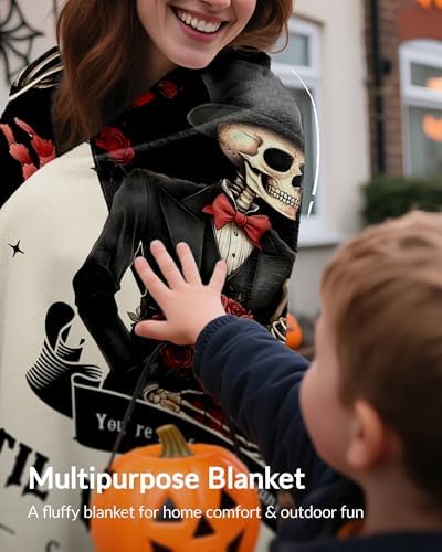 Moyel Gothic Skeleton Ghost Throw Blanket for Couples Halloween Gifts