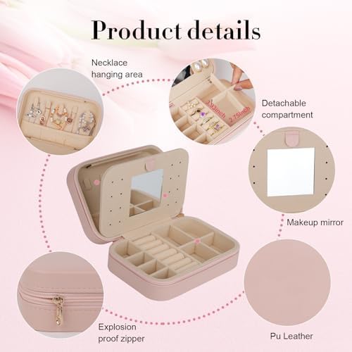 Travel Jewelry Case, Jewelry Box with Mirror, Jewelry Organizer Bridal