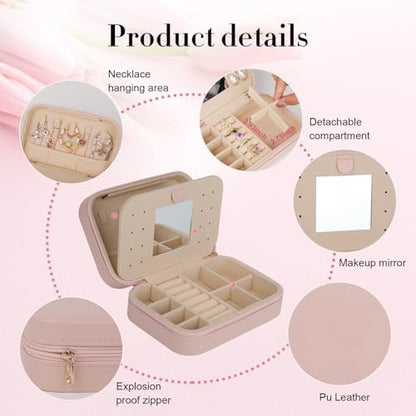 Travel Jewelry Case, Jewelry Box with Mirror, Jewelry Organizer Bridal