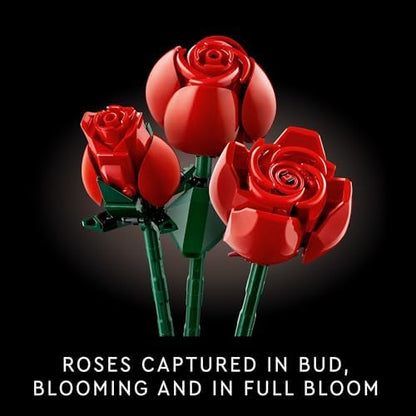 LEGO Botanicals Bouquet of Roses Artificial Flowers - Fake Red Roses