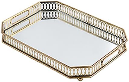 CNCEST Vintage Gold Mirror Tray - Rectangular Decorative Tray for