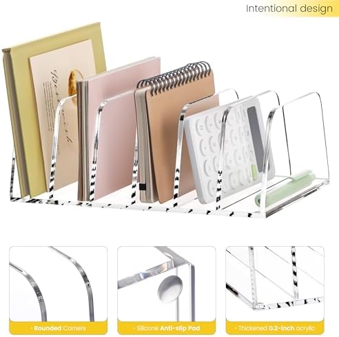 YUXUN Desk File Organizer,6-Section Acrylic Desk Organizer,Vertical