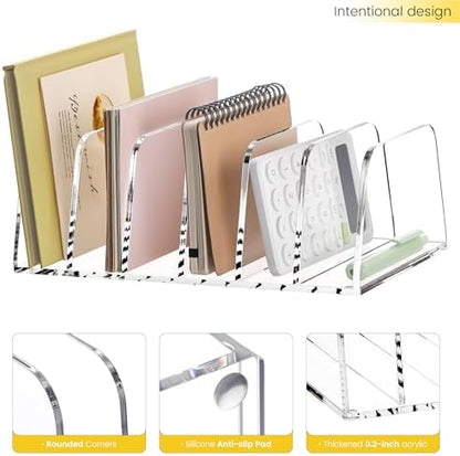 YUXUN Desk File Organizer,6-Section Acrylic Desk Organizer,Vertical