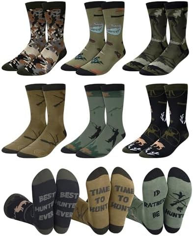 Eurzom 6 Pairs Funny Hunting Socks for Men Outdoorsy Gifts