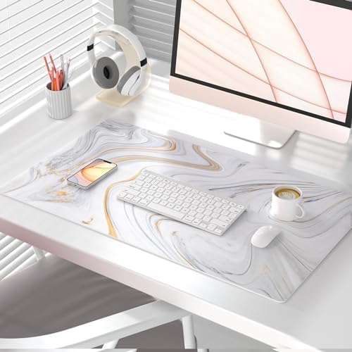 QiyI PU Leather Large Mouse Pad, Office Decor, 31.5" x 15.7", Grey
