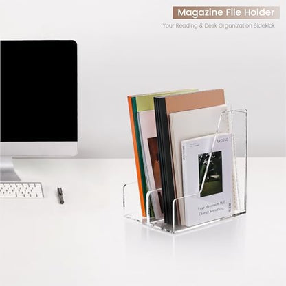 YUXUN Acrylic Magazine File Holder,Clear Desk Organizer File Holder
