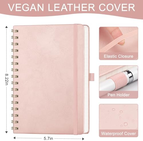AHGXG Lined Spiral Journal Notebook, 140 Pages, A5 (5.7" x 8.3")