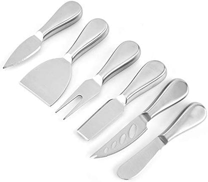 Stainless Steel Cheese Tool Set - 6 Piece Cheese Knife Set - Cut