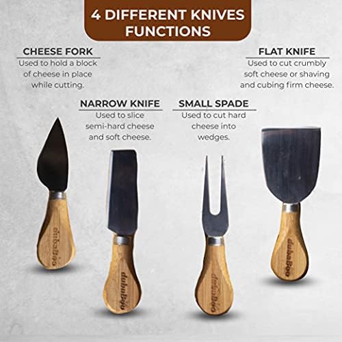 Cheese Board Natural Bamboo Platter with Knife and Forks Set with