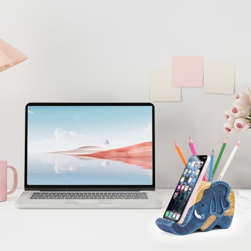 MOKANI Elephant Pencil Holder with Phone Stand, Elephant Gifts for