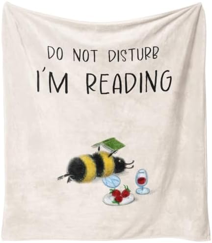 Book Lovers Gifts Blanket for Women Men,Busy Bee Teacher Gifts Book