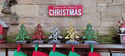 Lulu Decor, Cast Iron Red, Gold and Silver Tree Stocking Holder 3 pc
