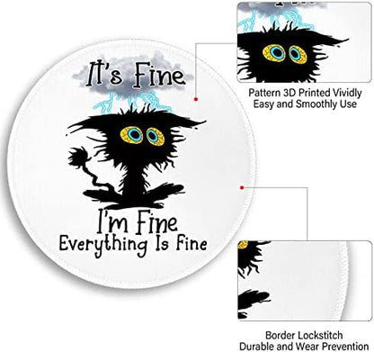 Funny Work Mouse Pad, Small Round Mousepad for Desk, Laptop