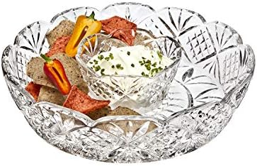 Godinger Dublin Chip and Dip Server, Crystal Platter Dish, for