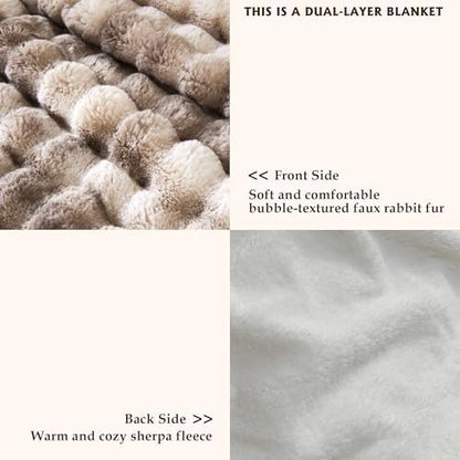 50"x60" Ultra-Soft Fuzzy Faux Fur Throw Blanket, Brown Tie Dye