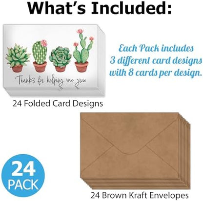 Pro Supply Global 24 Count of 4x6 Pre-Folded Succulent Thank You Cards