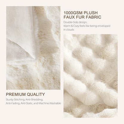 NORD ECO Luxury 1000GSM Faux Rabbit Fur Throw Blanket, Super Heavy