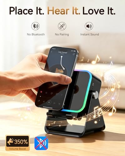 Gifts for Men Tech Gadgets Wireless Induction Speaker with Phone Stand