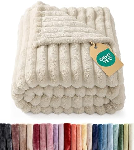 Fleece Blanket Throw Size - College Dorm Room Essentials - 50x60