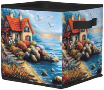 Fabric Storage Bins Closet Storage Bins - Seaside Cottage Sea Cabin 2