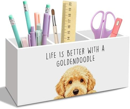 Goldendoodle Dog Gifts Pen Pencil Holder for Desk, Funny Golden Doodle