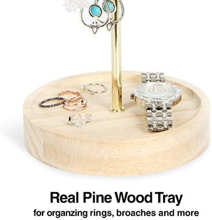J JACKCUBE DESIGN Jewelry Tree Organizer Stand Adjustable Gold Metal