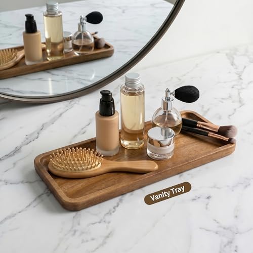 Small Wooden Tray | Acacia Wood Serving Tray Platter Mini Vanity Tray