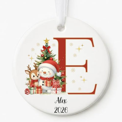 Lydia Gifts 2026 Personalized Letter E Monogram Christmas Ornament