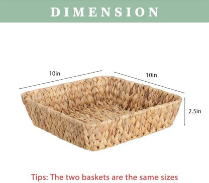 Small Wicker Basket Tray 2 Pack, Small Rattan Basket Set for