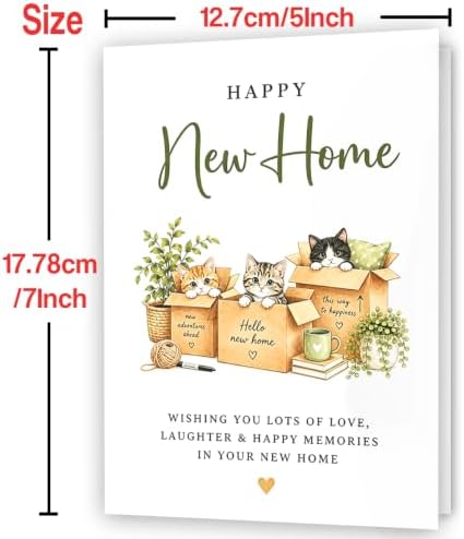 Hongshan New Home Card,Cute Housewarming Gift for Women Men Cat Lovers