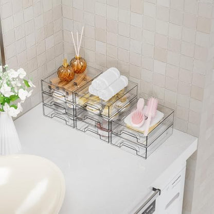 Yieach 2.2'' Tall Acrylic Clear Stackable Storage Drawer Organizer,8