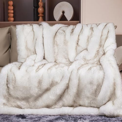 Touchat 1000GSM Faux Fur Throw Blanket, Super Thick Warm Cozy Heavy
