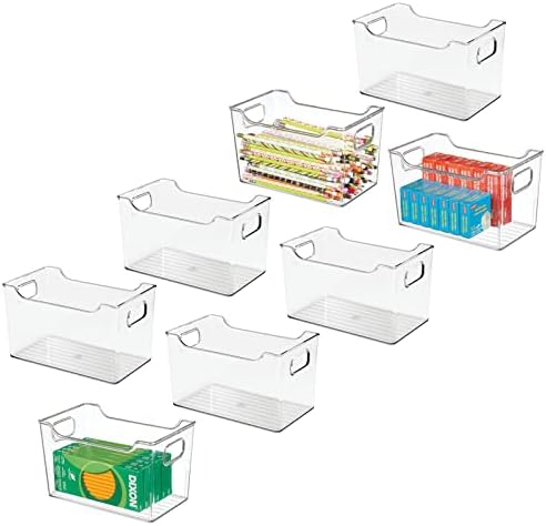 mDesign Deep Plastic Office Storage Bins with Handles for Organization