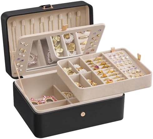 SONGMICS 2-Layer Travel Jewellery Box, Portable Storage Case