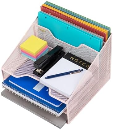 Mind Reader Metal Mesh Desktop File Organizer, 3-Tier Paper Tray with