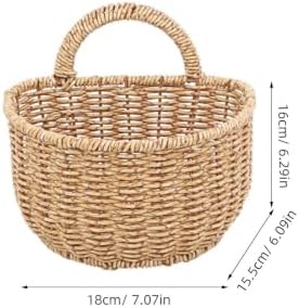 Wall Hanging Basket for Kitchen Fruit Mail Storage, Brown Imitation
