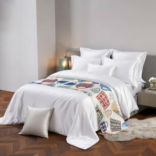 Ceramic Mugs Bed Runners for Cal King Size Bed, Decorative Bed Runner