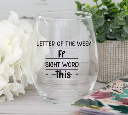 Sight Words 15 oz Wine Glass - Teacher Appreciation Gifts - Best New