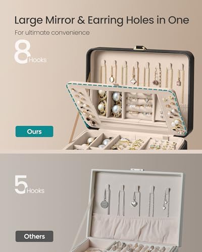 SONGMICS 2-Layer Travel Jewellery Box, Portable Storage Case