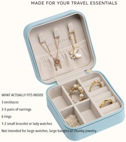 VLANDO Small Travel Jewelry Box Organizer Display Case for Girls Women