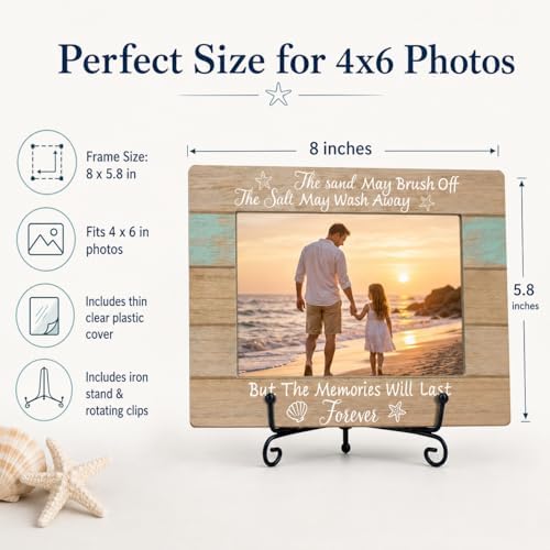 Beach Picture Frame 4x6 |Coastal Home Decor for Shelf Tabletop